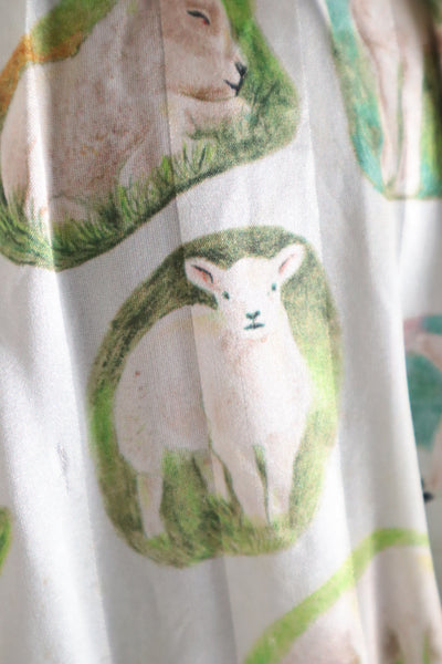 CARVEN Agneau Lamb Print Silk Maxi Dress