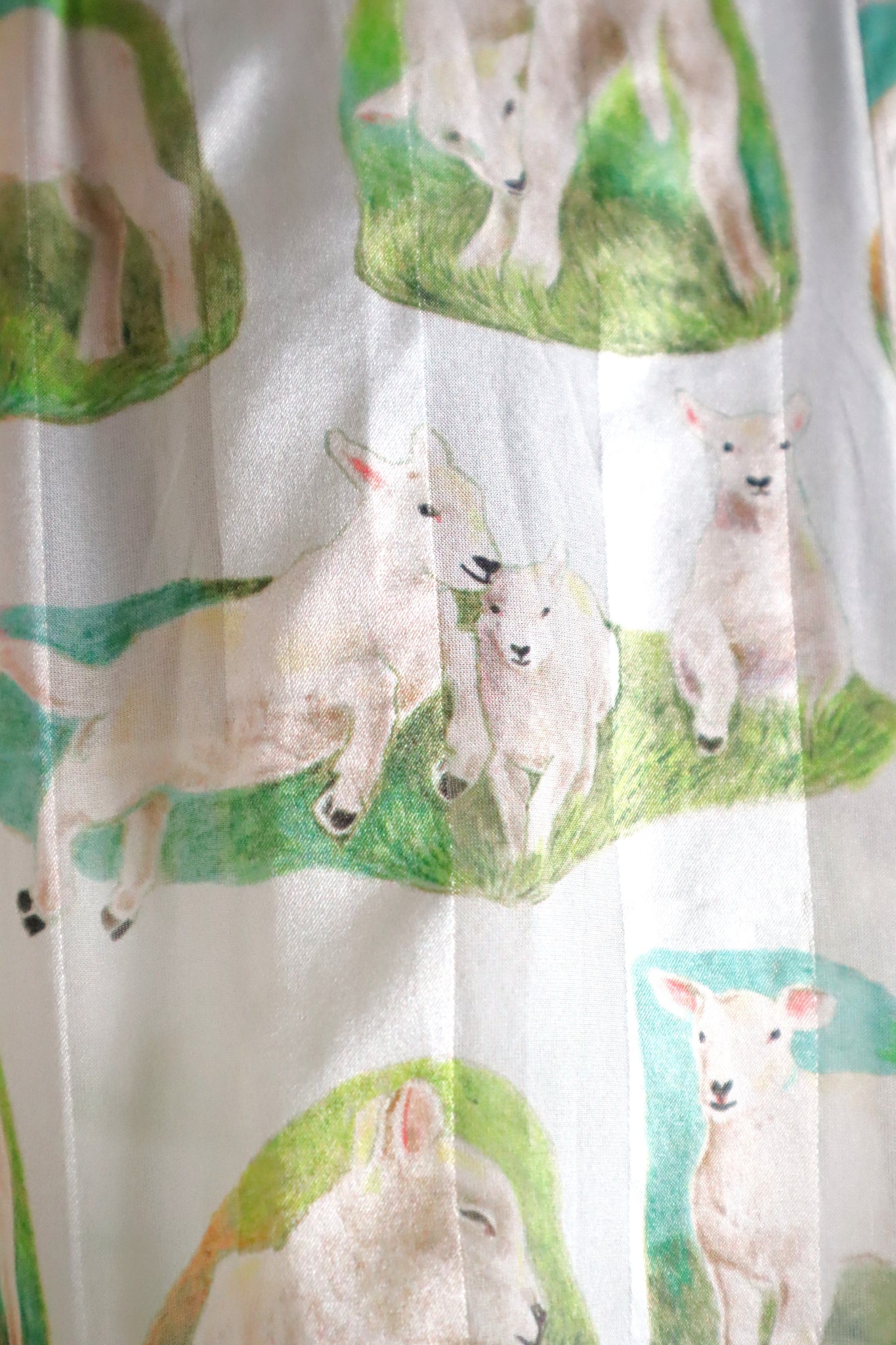 CARVEN Agneau Lamb Print Silk Maxi Dress