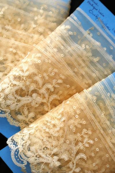 1910s–1920s French Bobbinet Tulle Lace Trim (370cm)