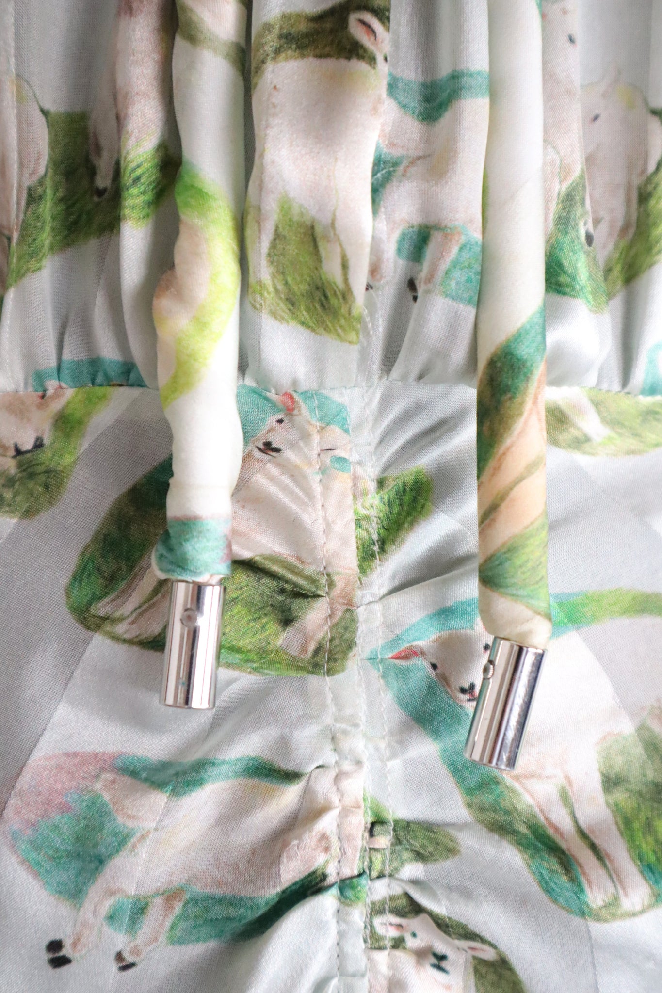CARVEN Agneau Lamb Print Silk Maxi Dress