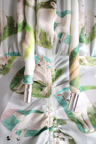 CARVEN Agneau Lamb Print Silk Maxi Dress