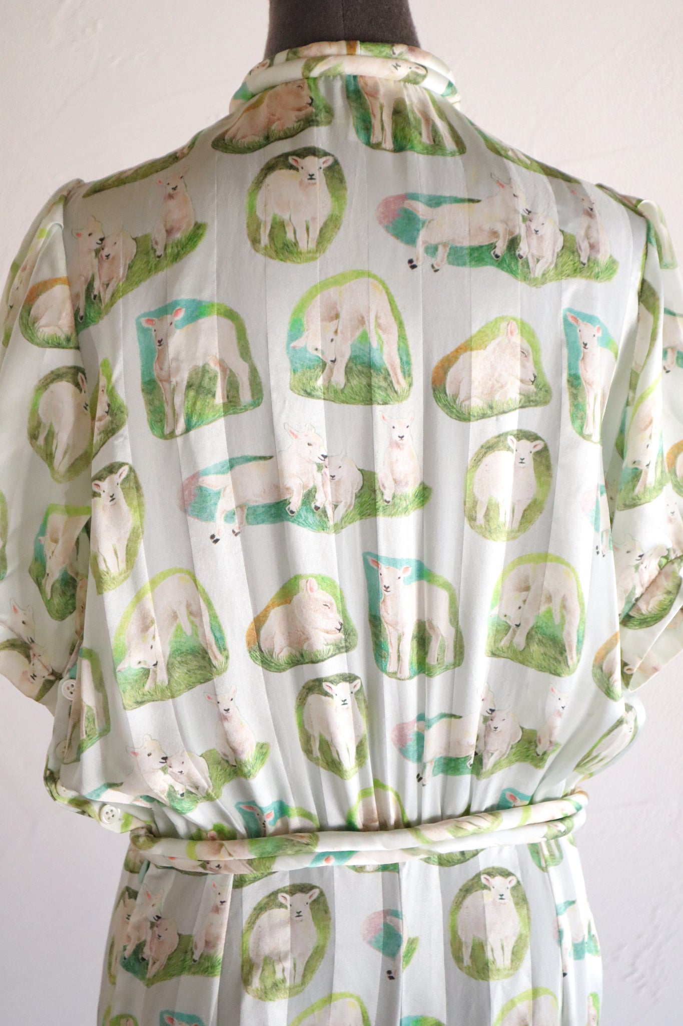 CARVEN Agneau Lamb Print Silk Maxi Dress