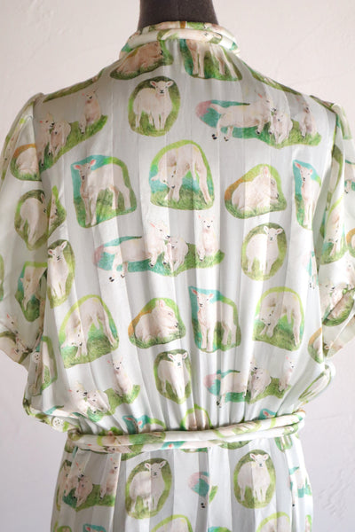 CARVEN Agneau Lamb Print Silk Maxi Dress