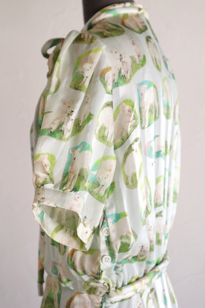 CARVEN Agneau Lamb Print Silk Maxi Dress