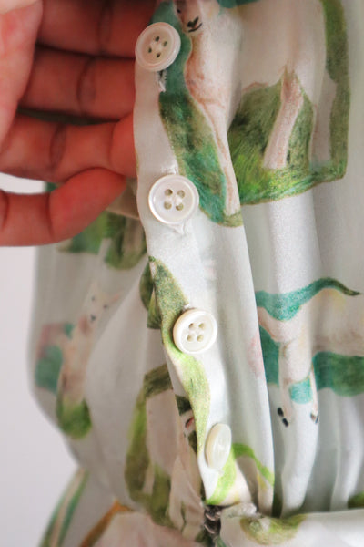 CARVEN Agneau Lamb Print Silk Maxi Dress