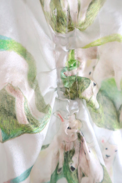 CARVEN Agneau Lamb Print Silk Maxi Dress