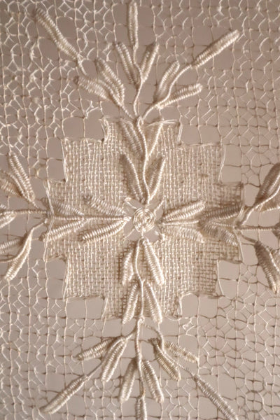 1880s French Hand-Knotted Filet Lace Cloth