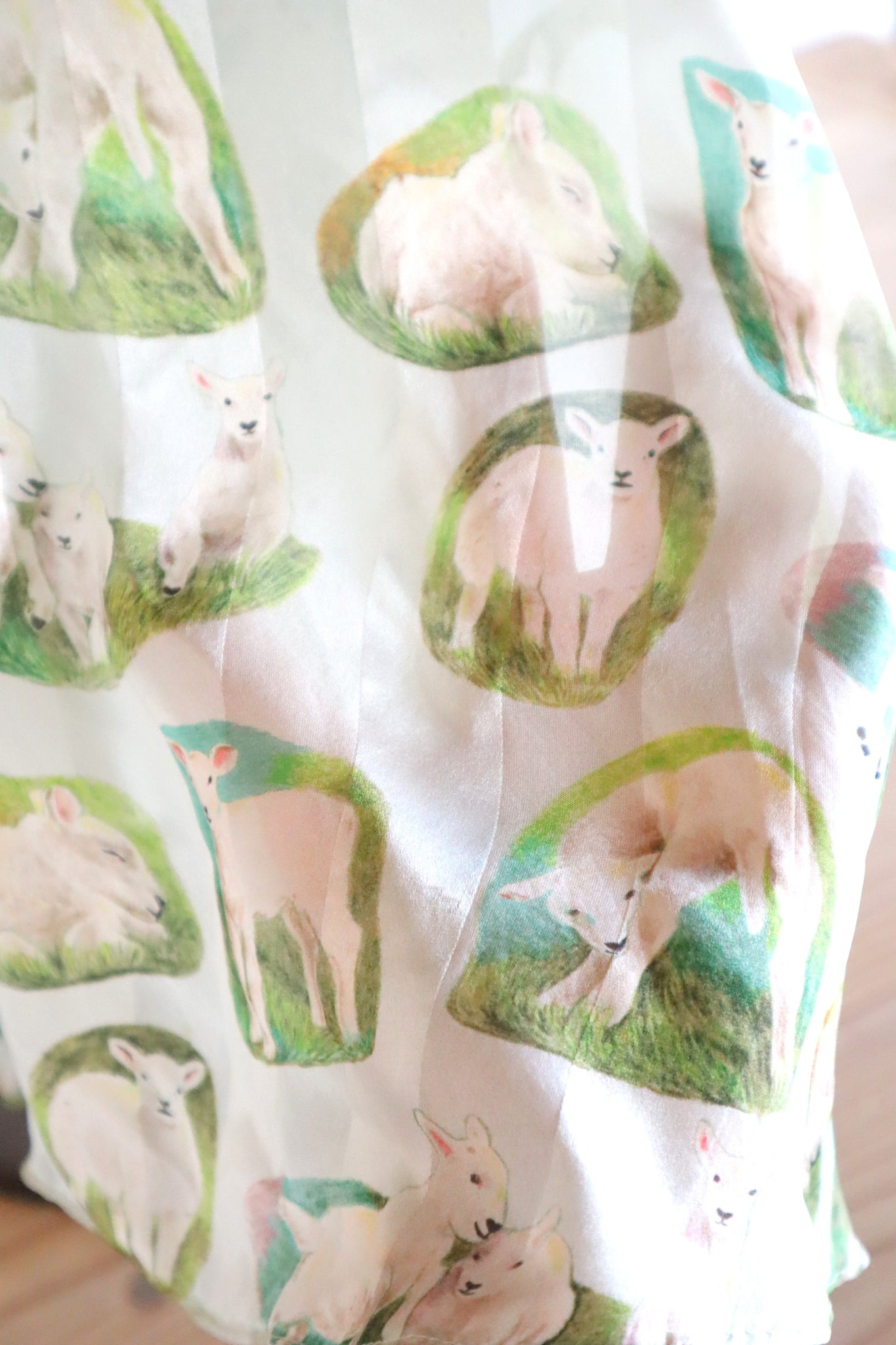 CARVEN Agneau Lamb Print Silk Maxi Dress