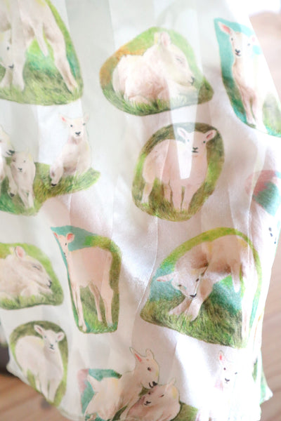 CARVEN Agneau Lamb Print Silk Maxi Dress