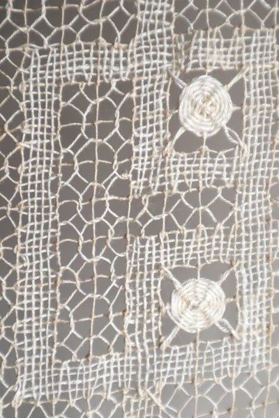 1880s French Hand-Knotted Filet Lace Cloth