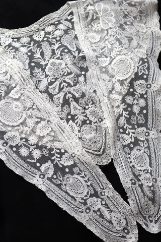 1900s Hand Embroidery Tulle Lace Collar