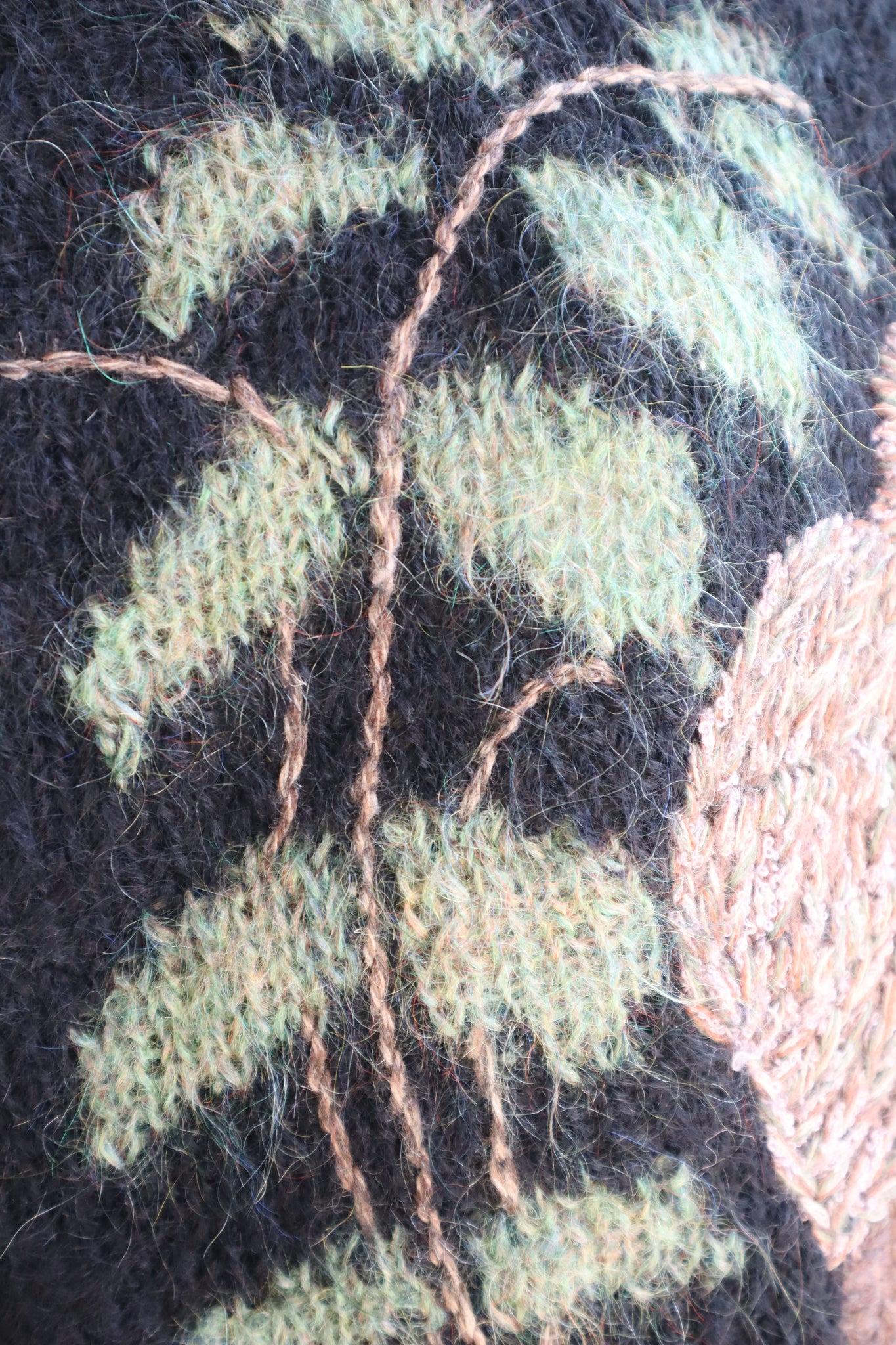 80s Hand Knit Owl Mohair Sweater