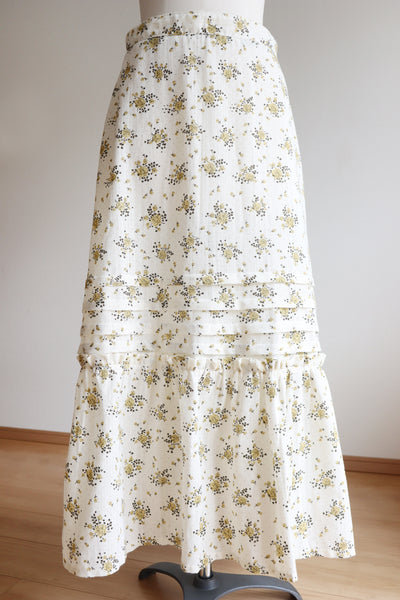 70s Floral Cotton Gauze Skirt