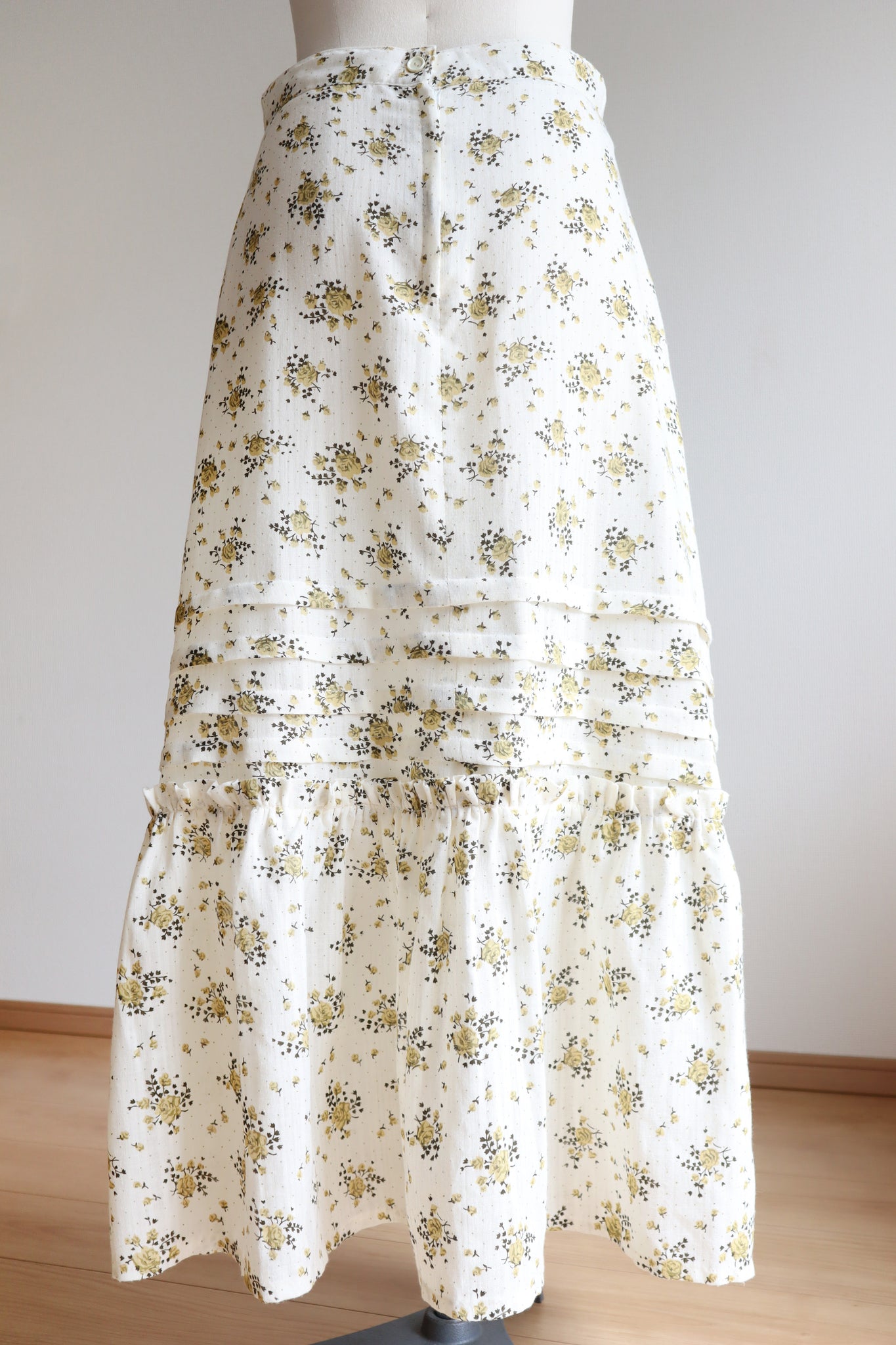 70s Floral Cotton Gauze Skirt