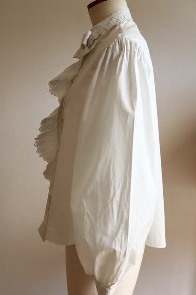1900s Hand Embroidered Whitework Cotton Blouse with Monogram