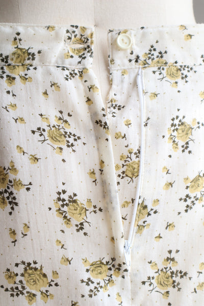 70s Floral Cotton Gauze Skirt