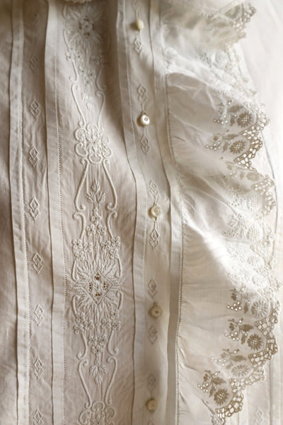 1900s Hand Embroidered Whitework Cotton Blouse with Monogram