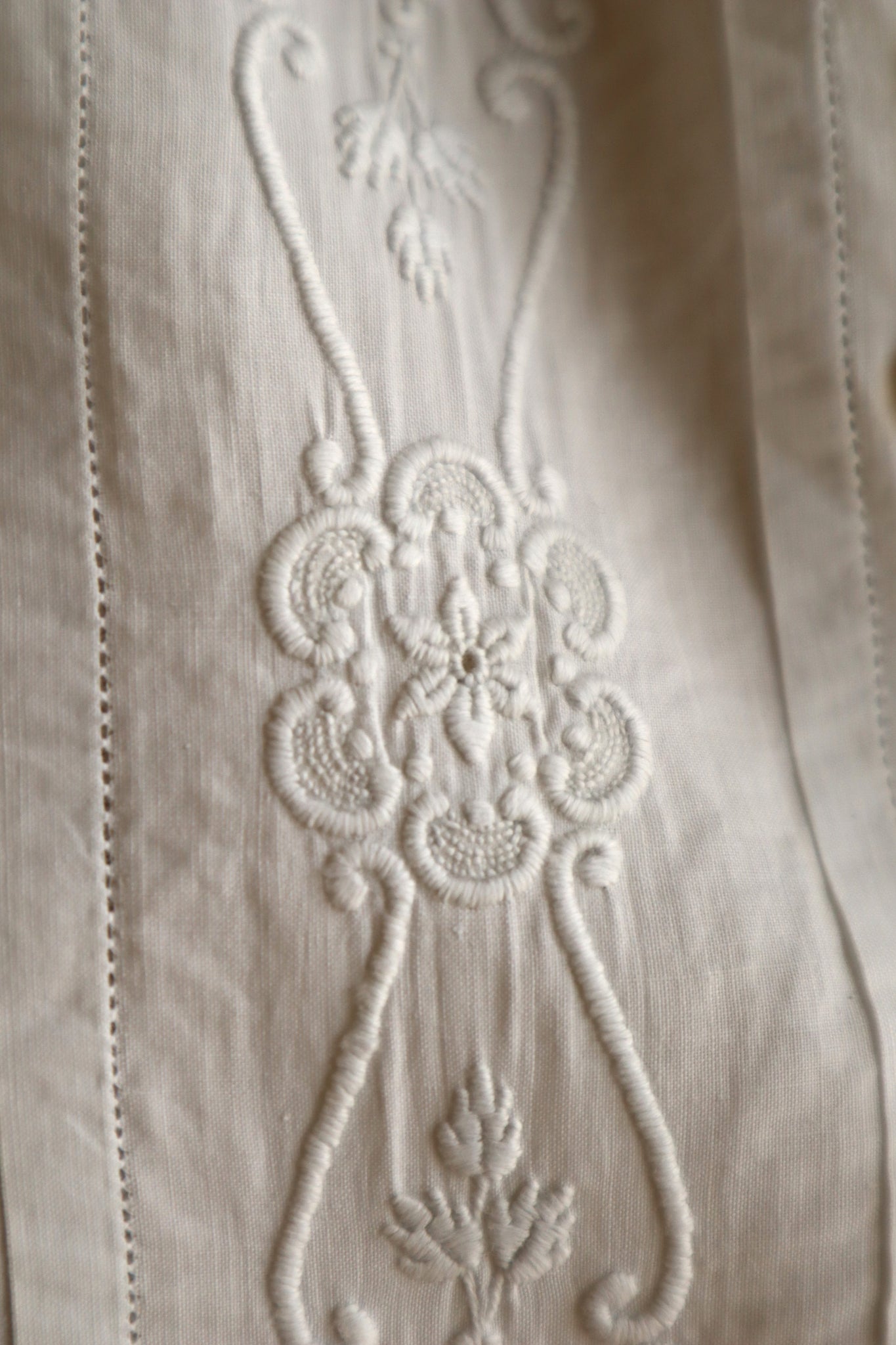1900s Hand Embroidered Whitework Cotton Blouse with Monogram