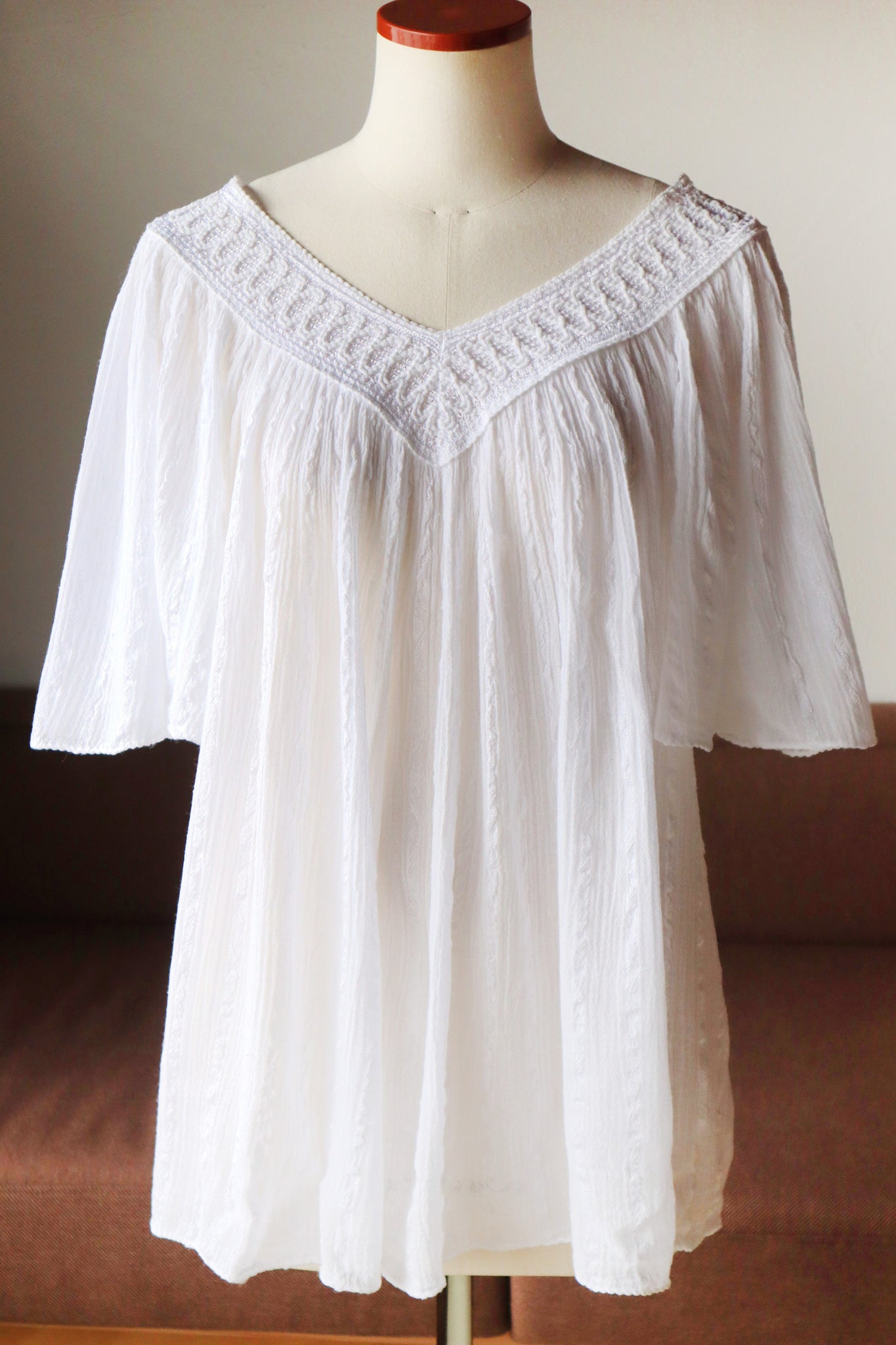 70s White Cotton Gauze Blouse