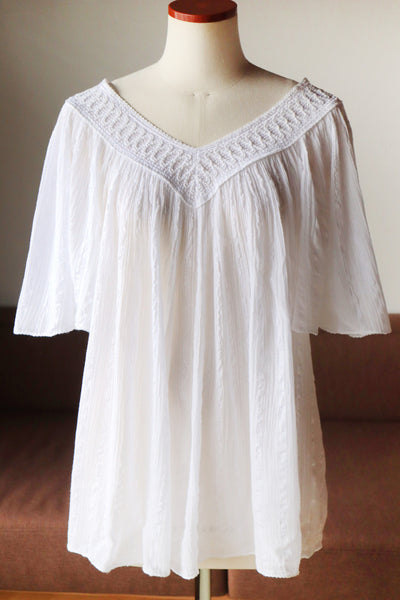 70s White Cotton Gauze Blouse