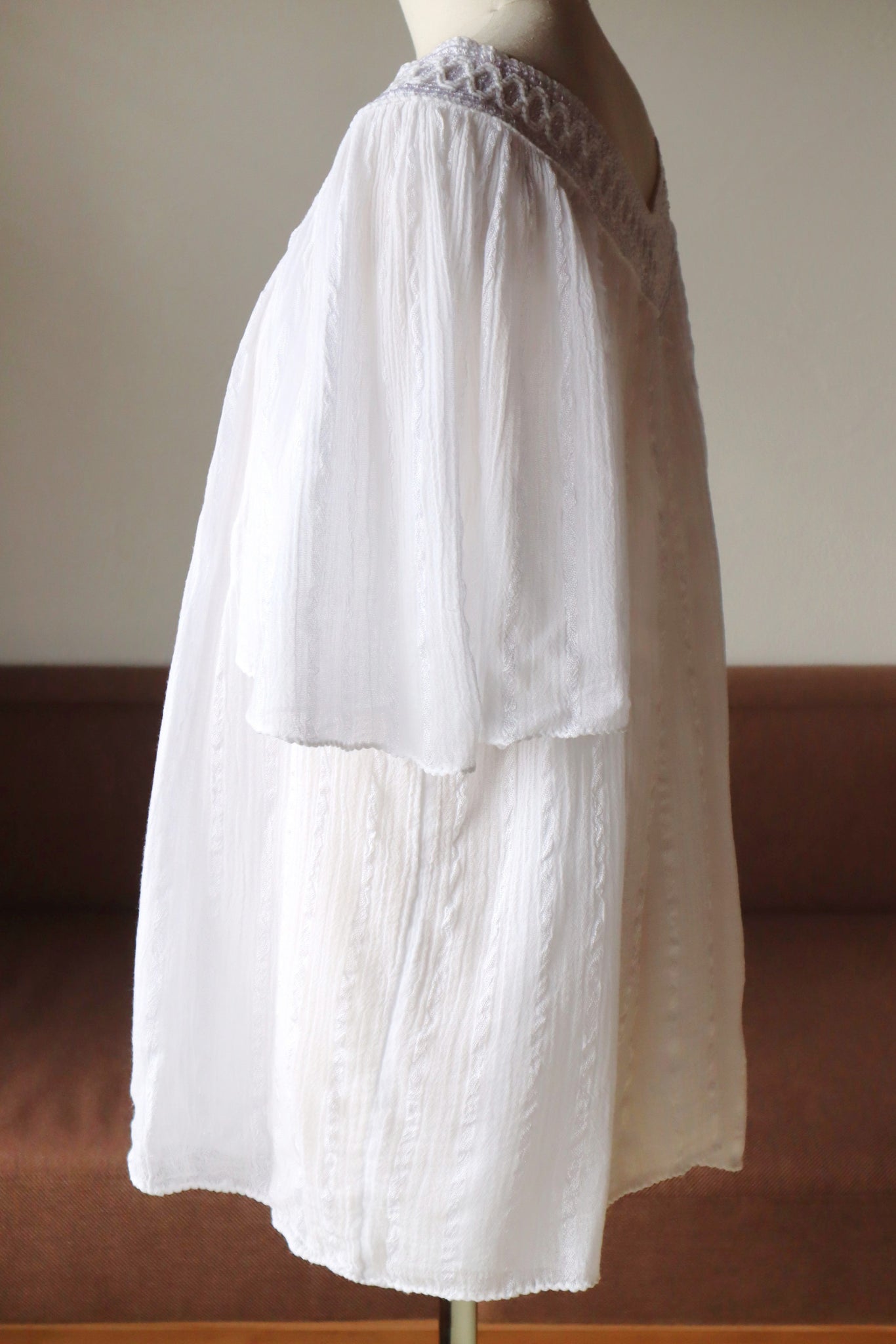 70s White Cotton Gauze Blouse