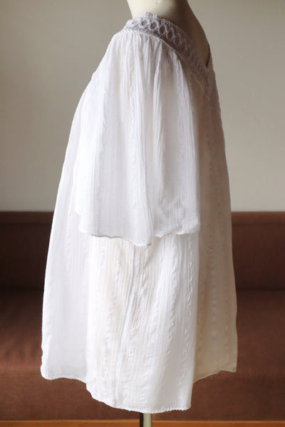 70s White Cotton Gauze Blouse