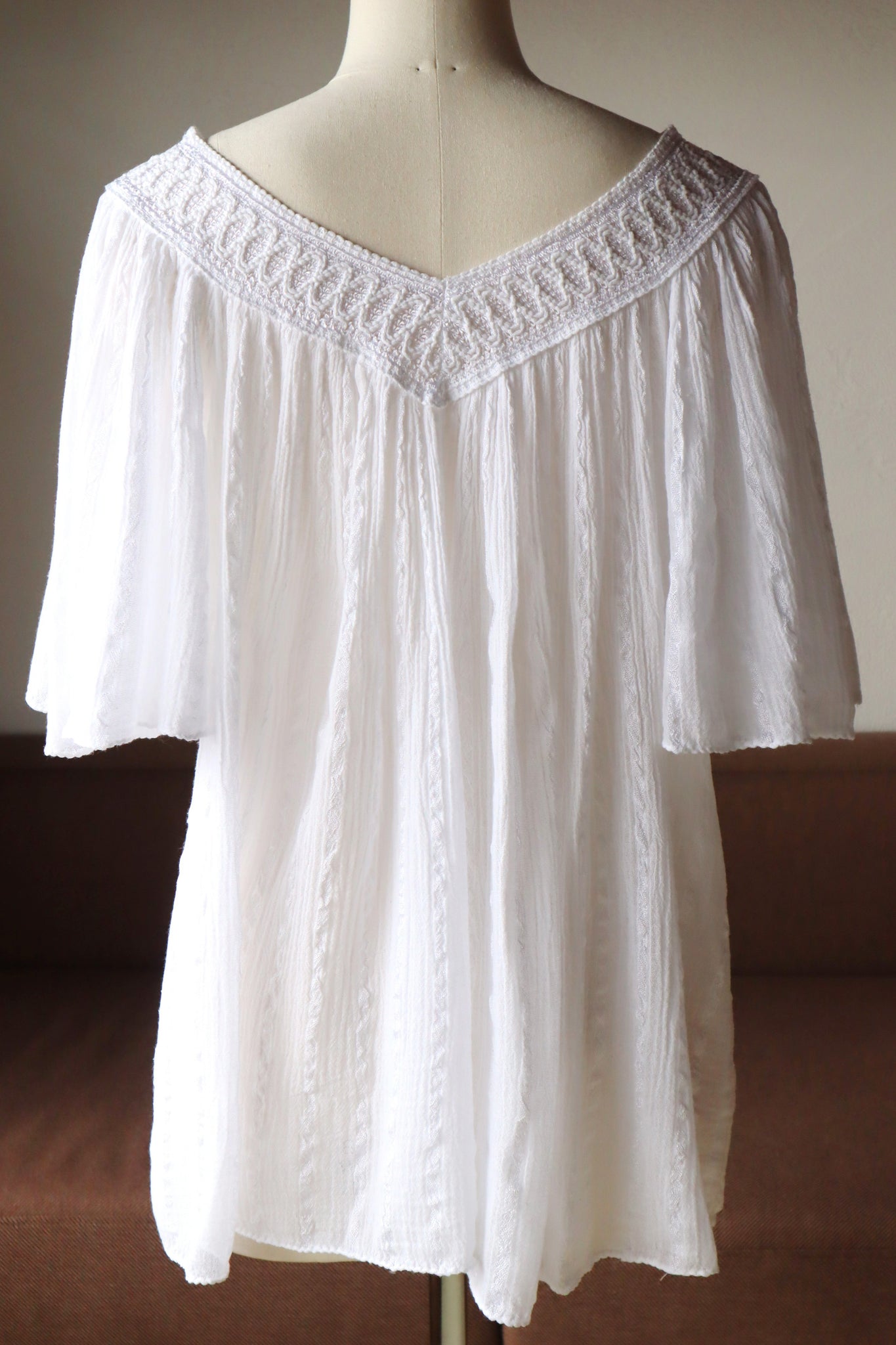 70s White Cotton Gauze Blouse
