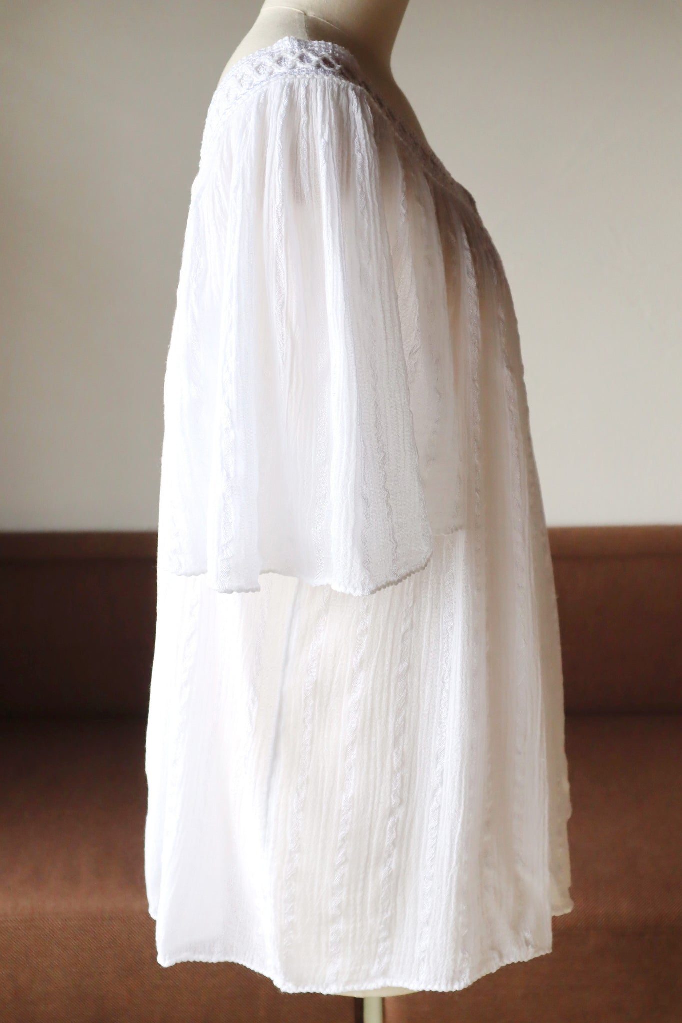 70s White Cotton Gauze Blouse