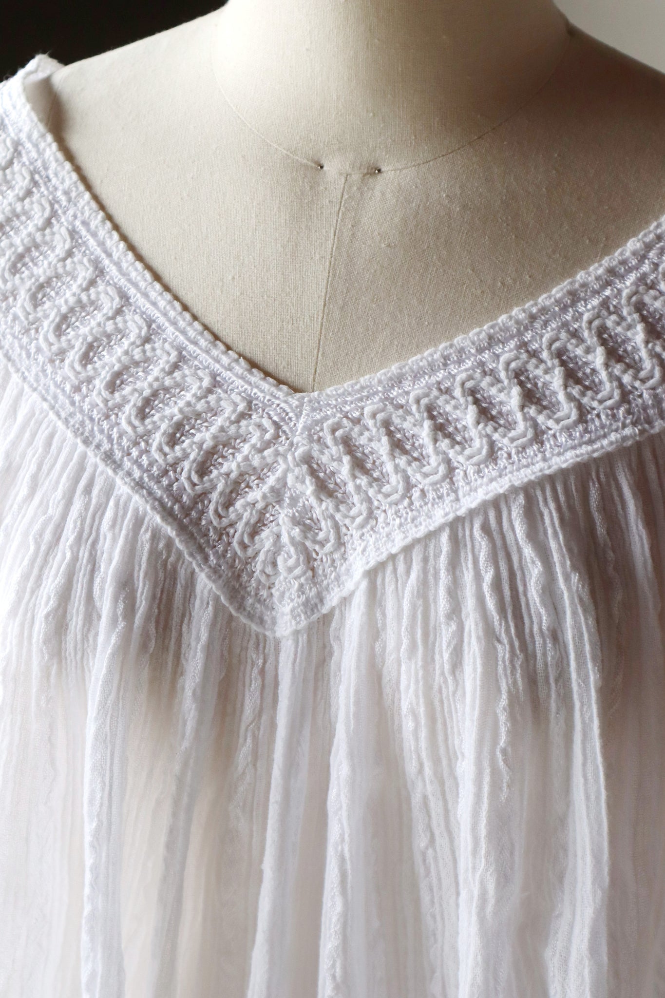 70s White Cotton Gauze Blouse
