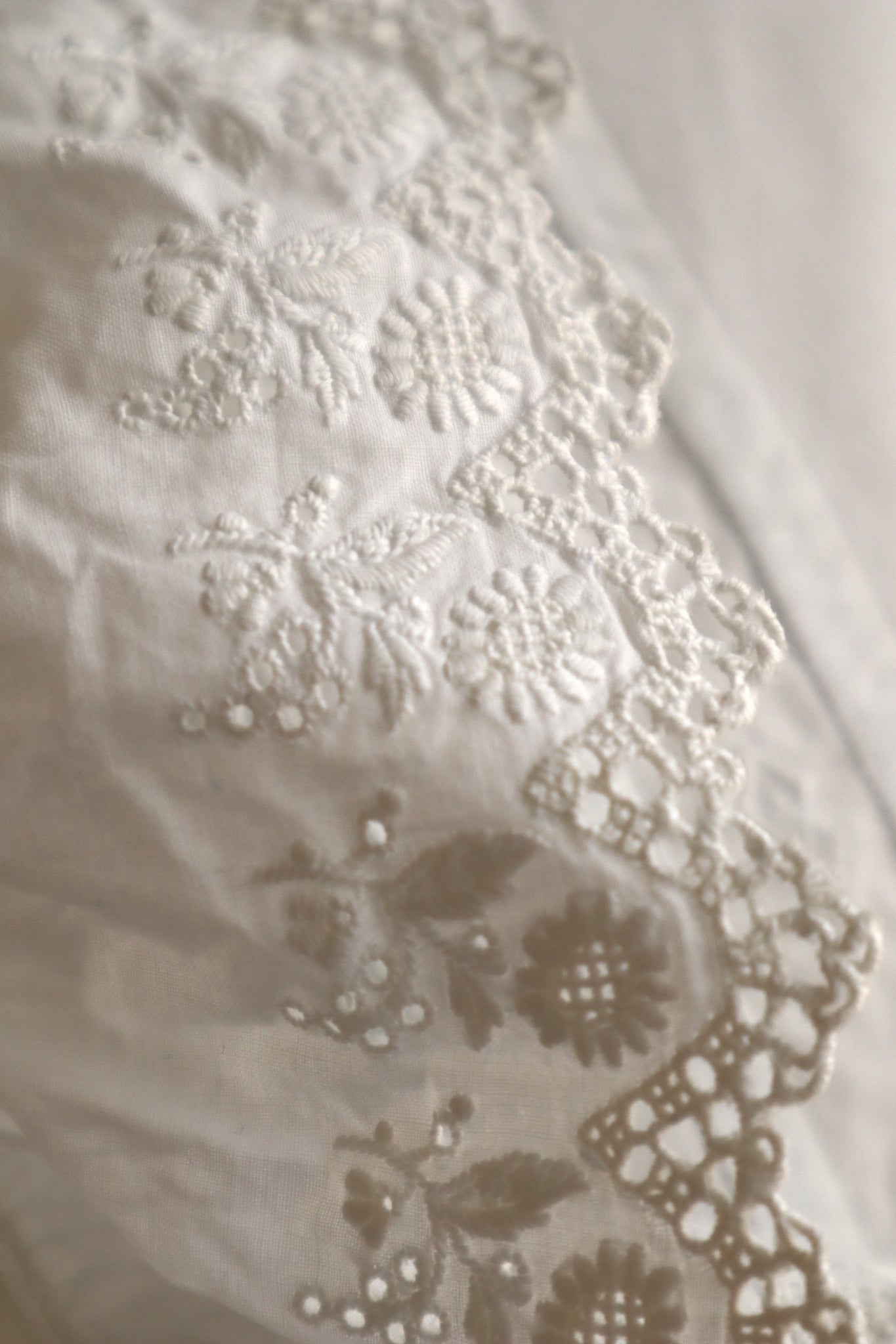 1900s Hand Embroidered Whitework Cotton Blouse with Monogram