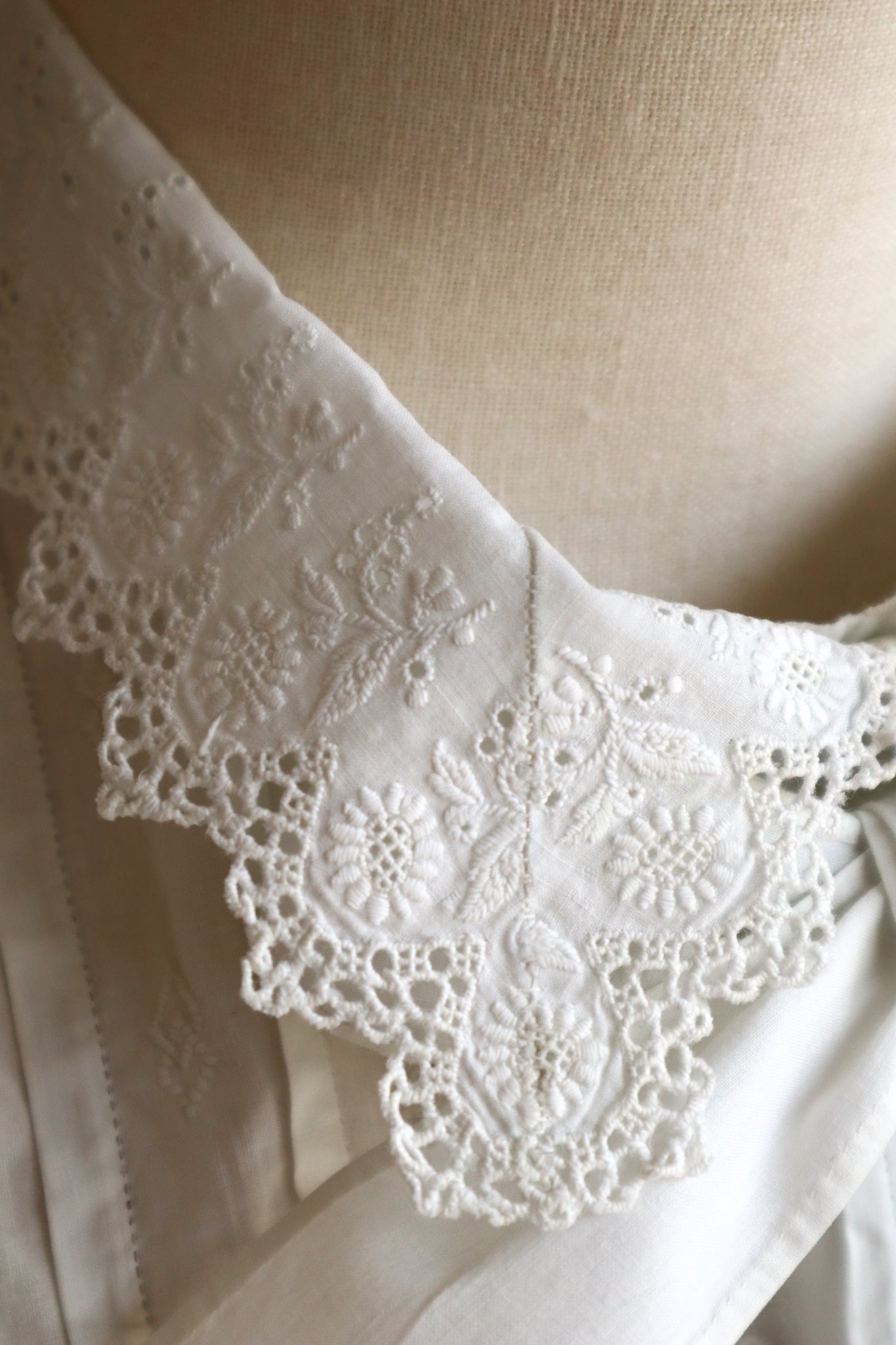 1900s Hand Embroidered Whitework Cotton Blouse with Monogram