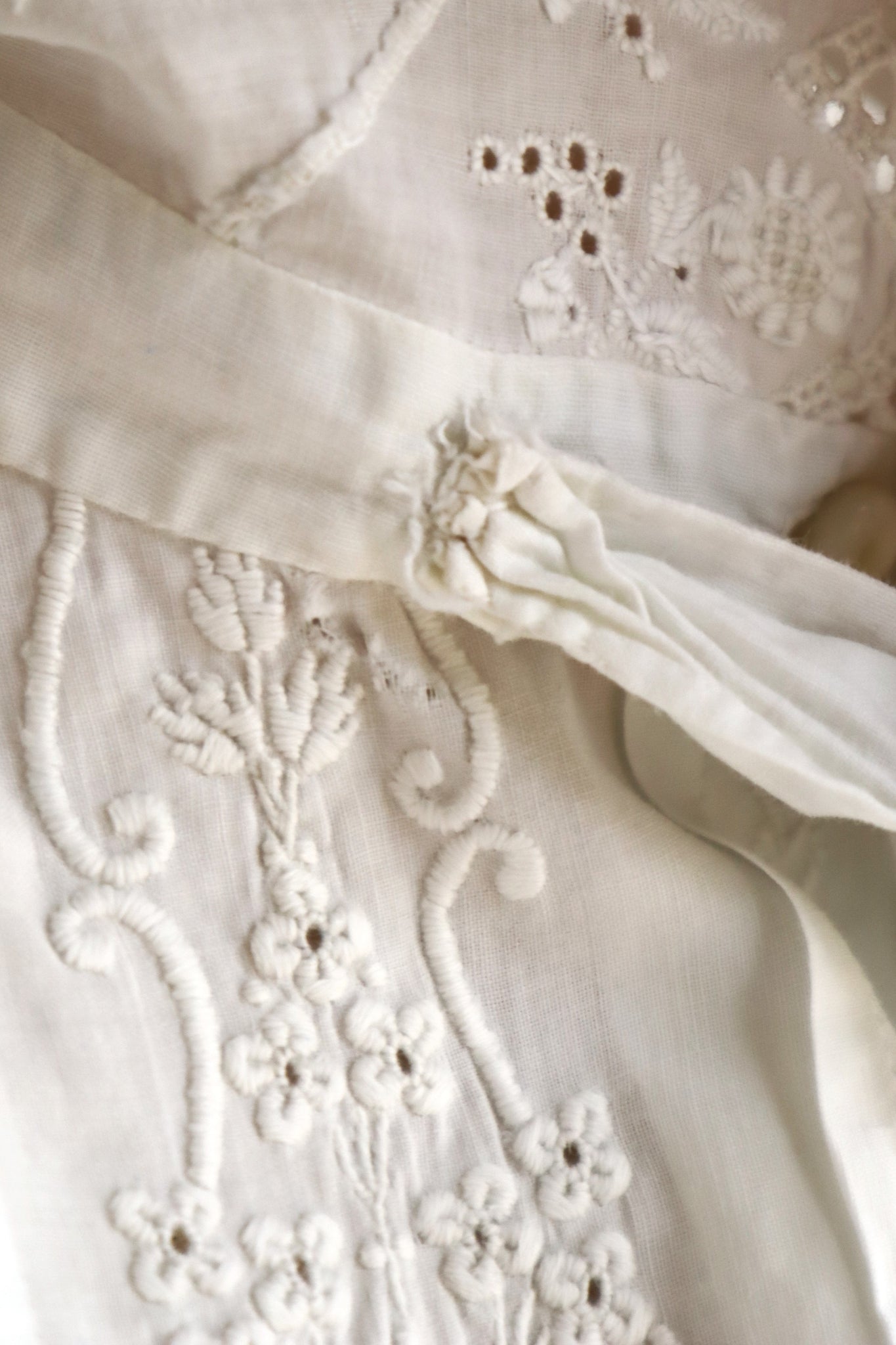 1900s Hand Embroidered Whitework Cotton Blouse with Monogram