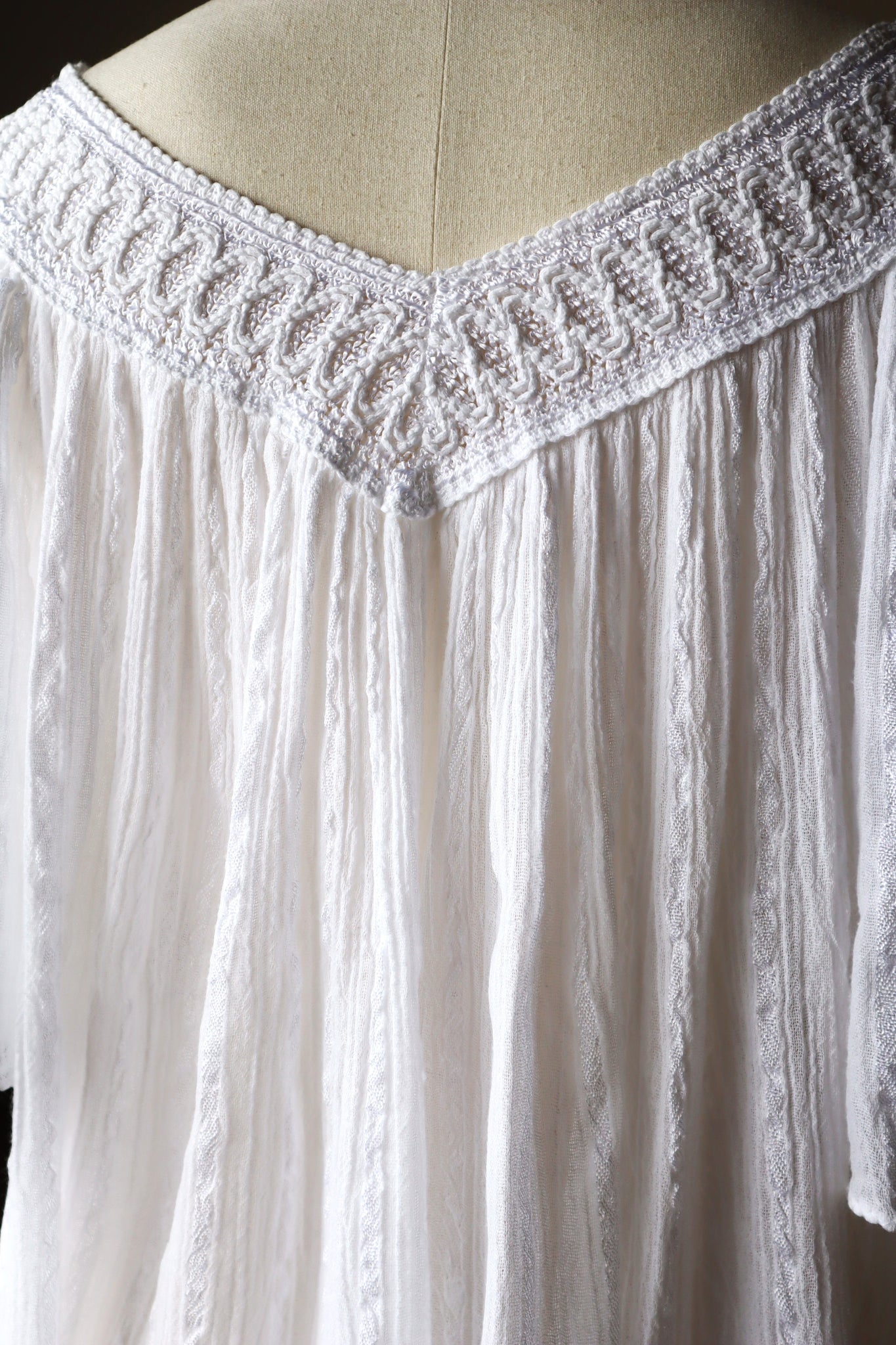 70s White Cotton Gauze Blouse