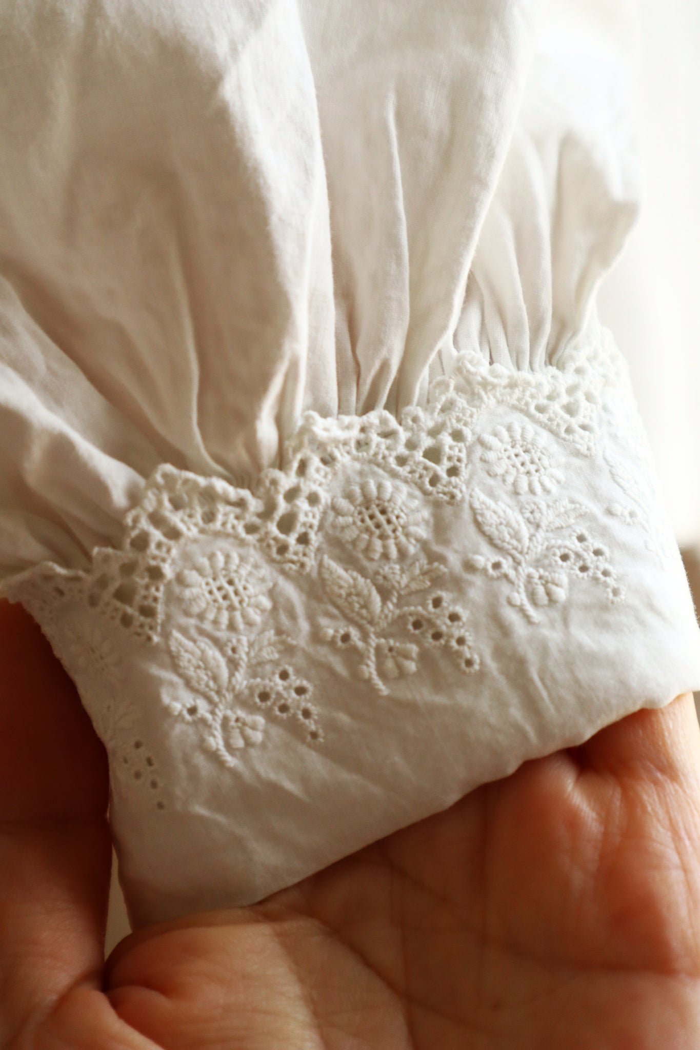 1900s Hand Embroidered Whitework Cotton Blouse with Monogram