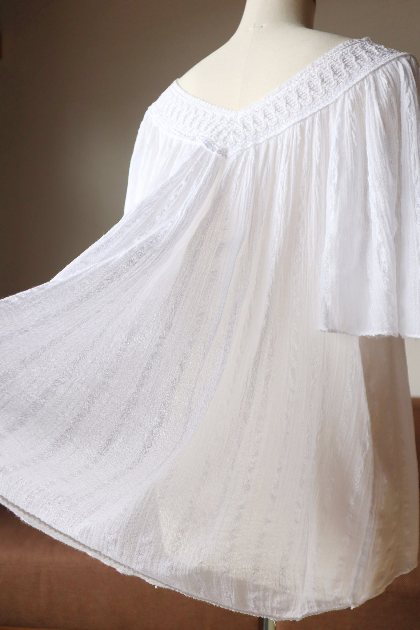70s White Cotton Gauze Blouse