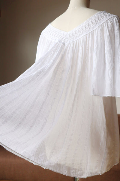 70s White Cotton Gauze Blouse