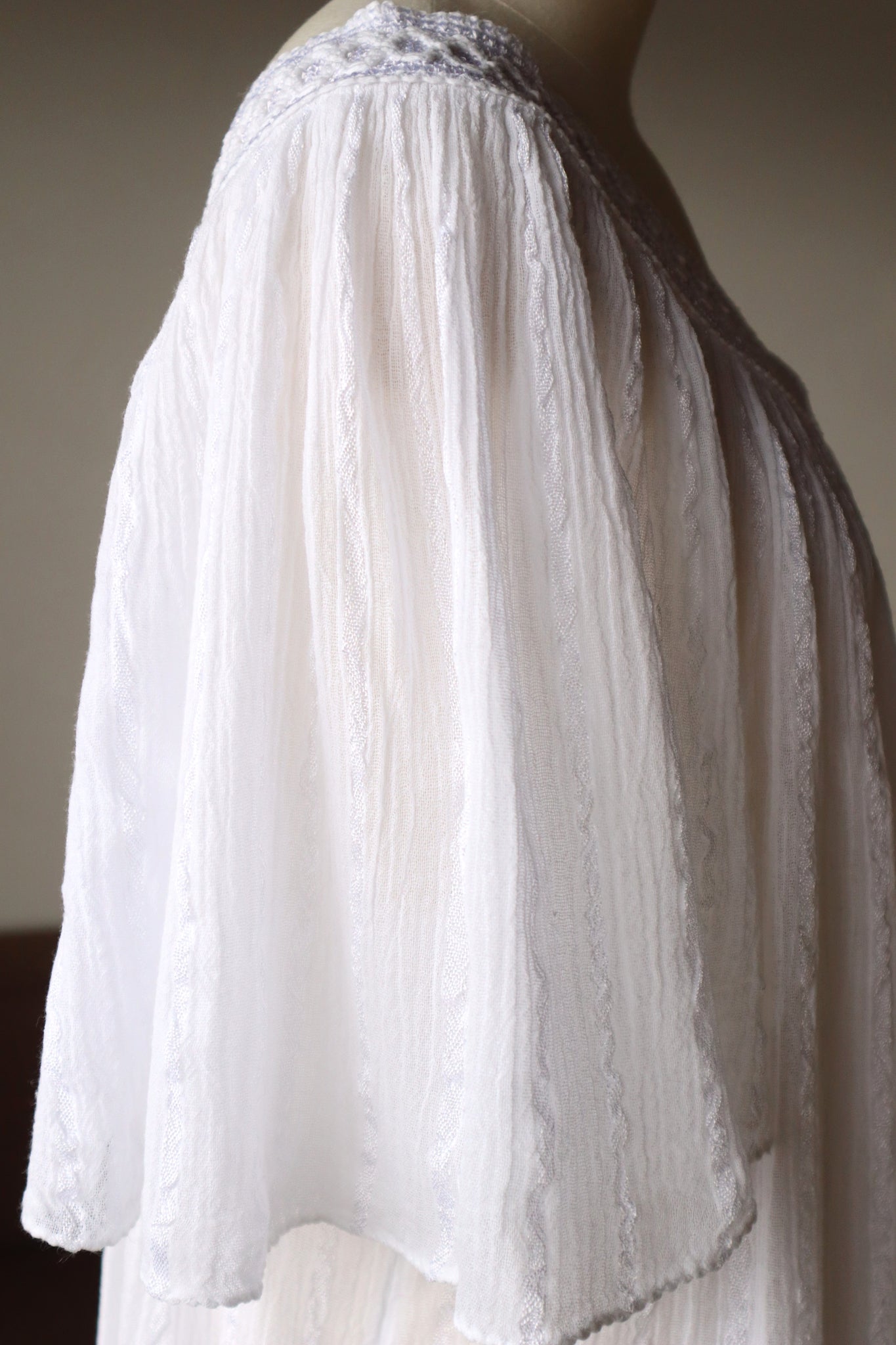 70s White Cotton Gauze Blouse