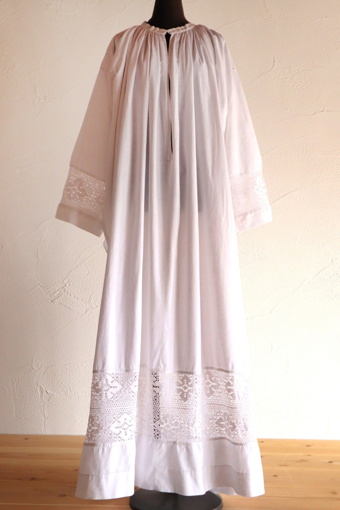 1890s–1900s French Hand-Sewn Church Smock Dress