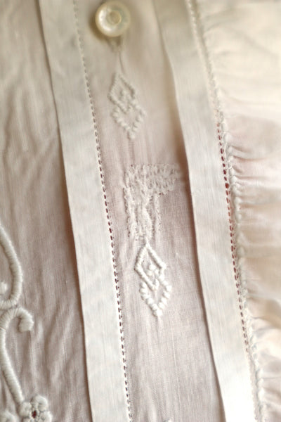 1900s Hand Embroidered Whitework Cotton Blouse with Monogram