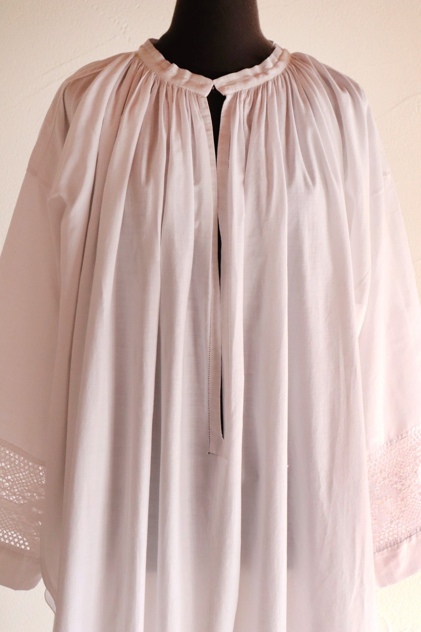 1890s–1900s French Hand-Sewn Church Smock Dress
