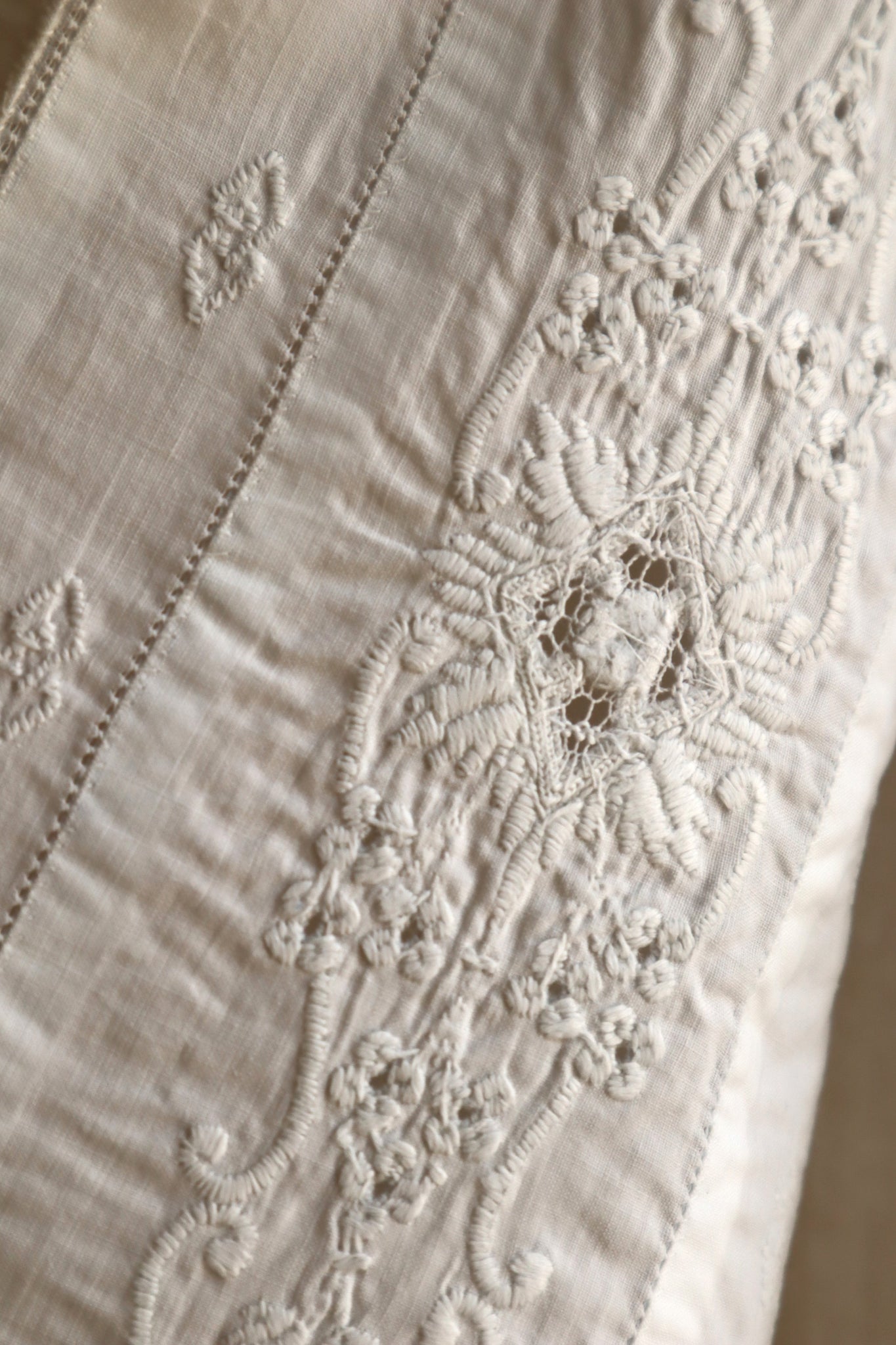 1900s Hand Embroidered Whitework Cotton Blouse with Monogram