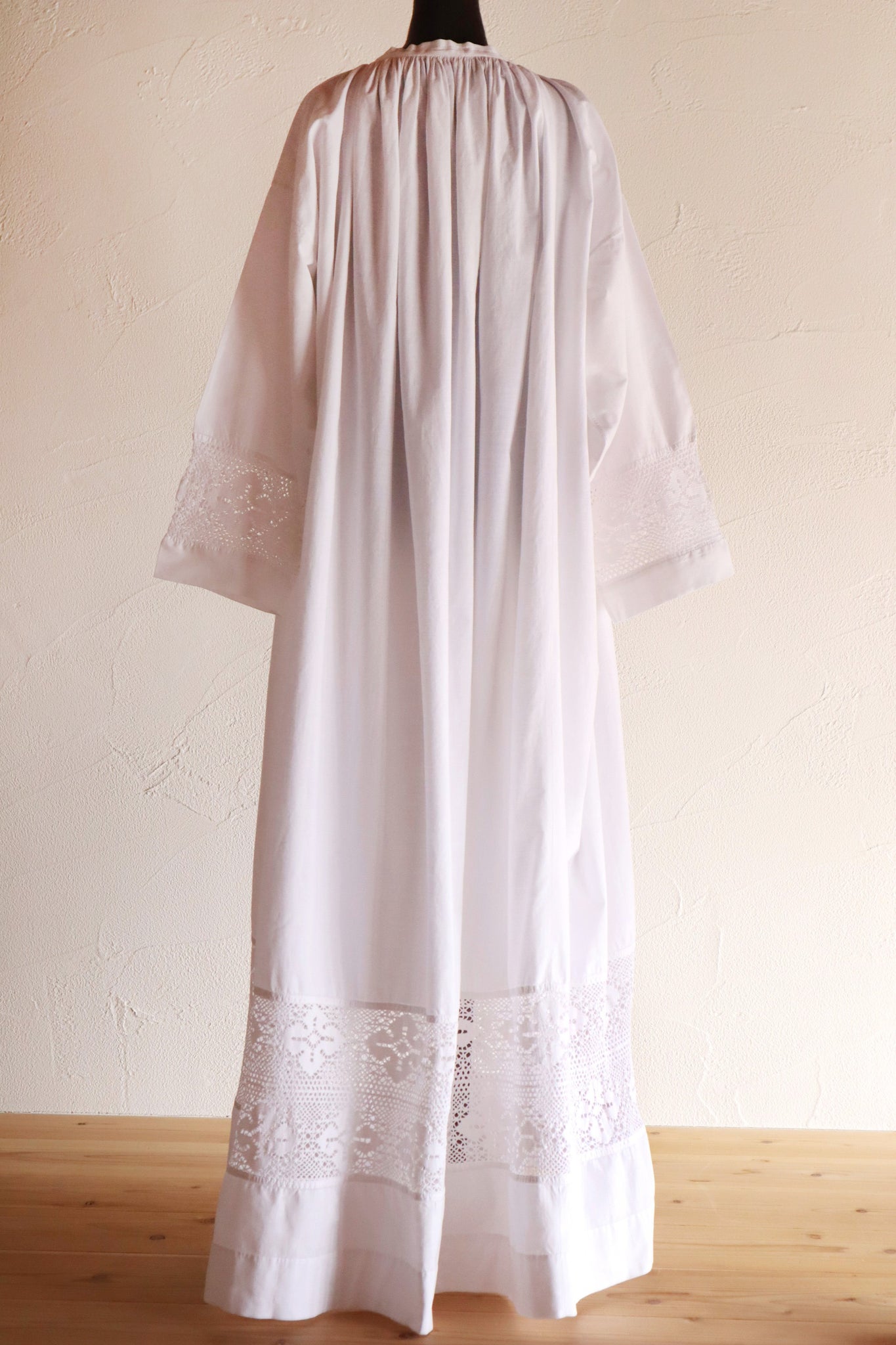 1890s–1900s French Hand-Sewn Church Smock Dress