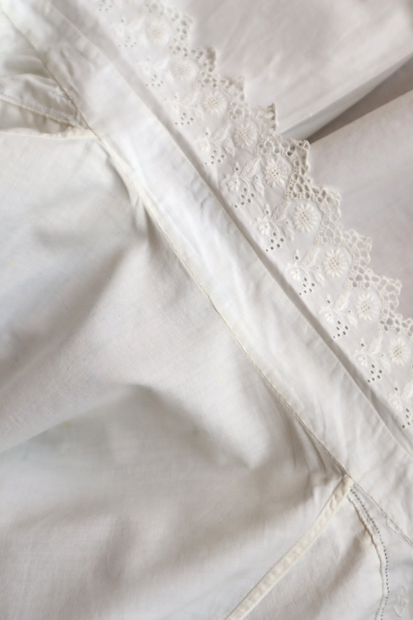 1900s Hand Embroidered Whitework Cotton Blouse with Monogram