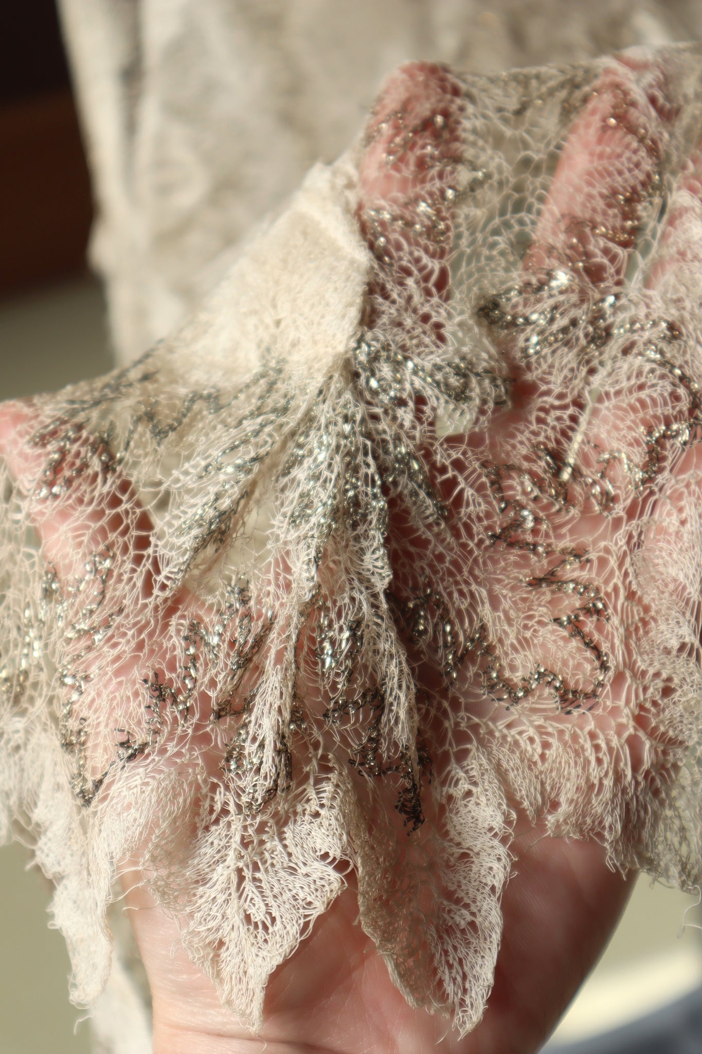 19th Metallic Knit Lace Shawl