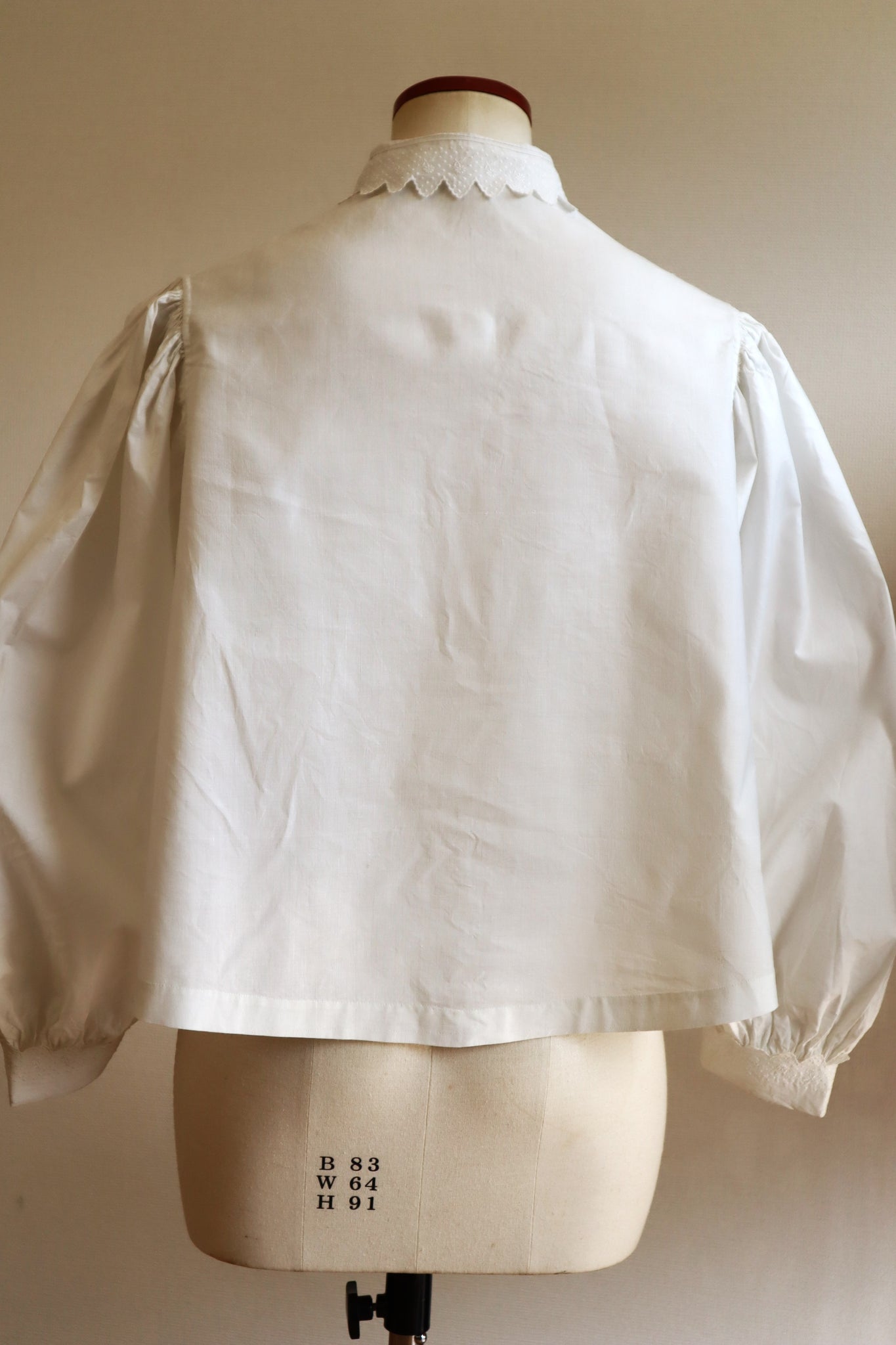 1900s Hand Embroidered Scalloped Lace Blouse with Monogram