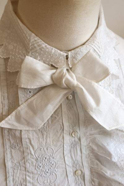 1900s Hand Embroidered Scalloped Lace Blouse with Monogram