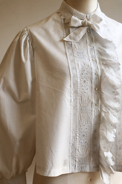 1900s Hand Embroidered Scalloped Lace Blouse with Monogram