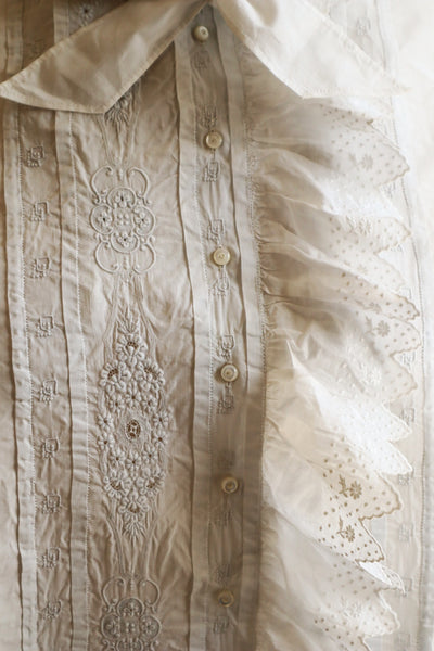 1900s Hand Embroidered Scalloped Lace Blouse with Monogram