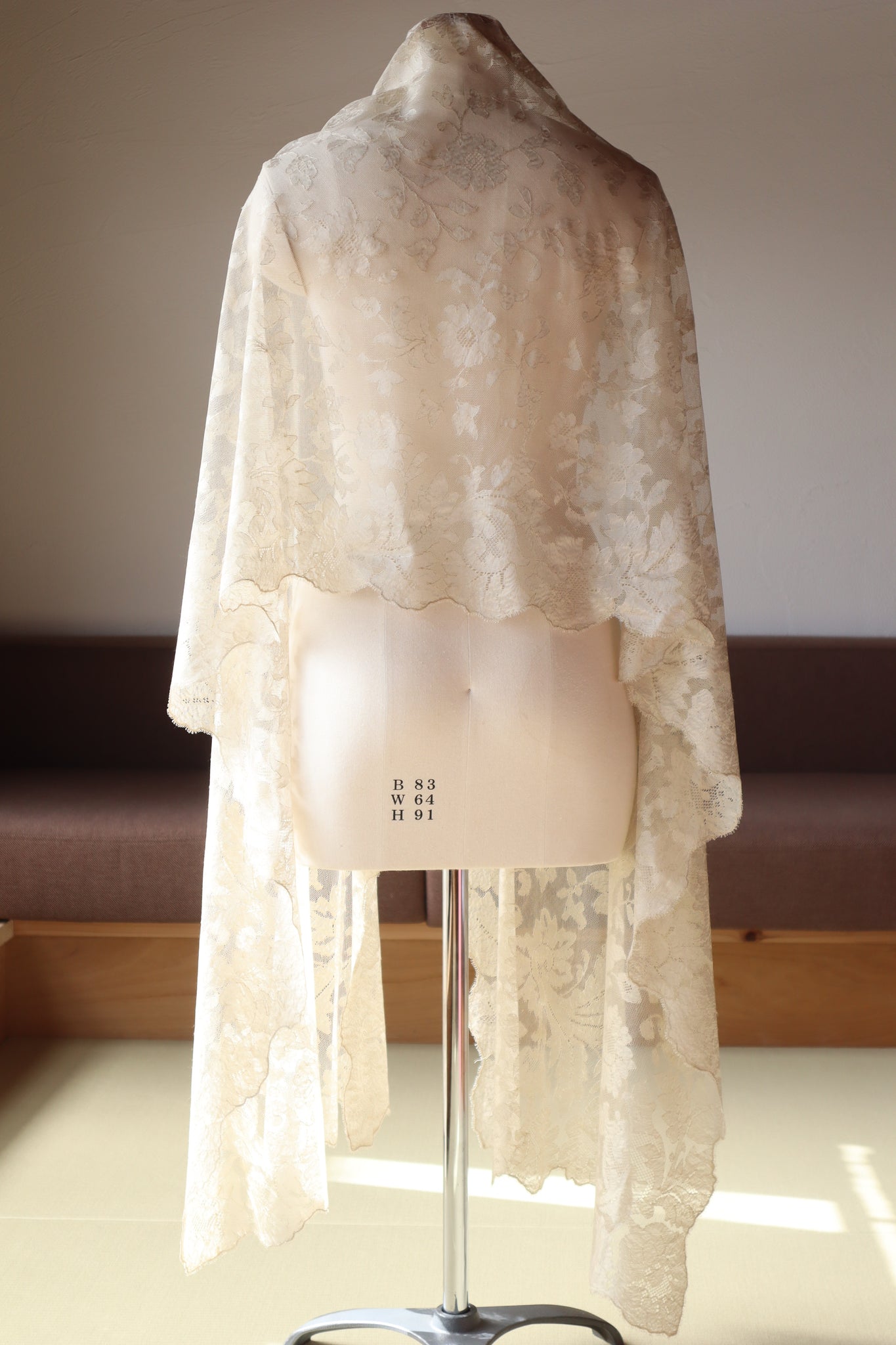 19th Silk Blonde Machine Lace Shawl