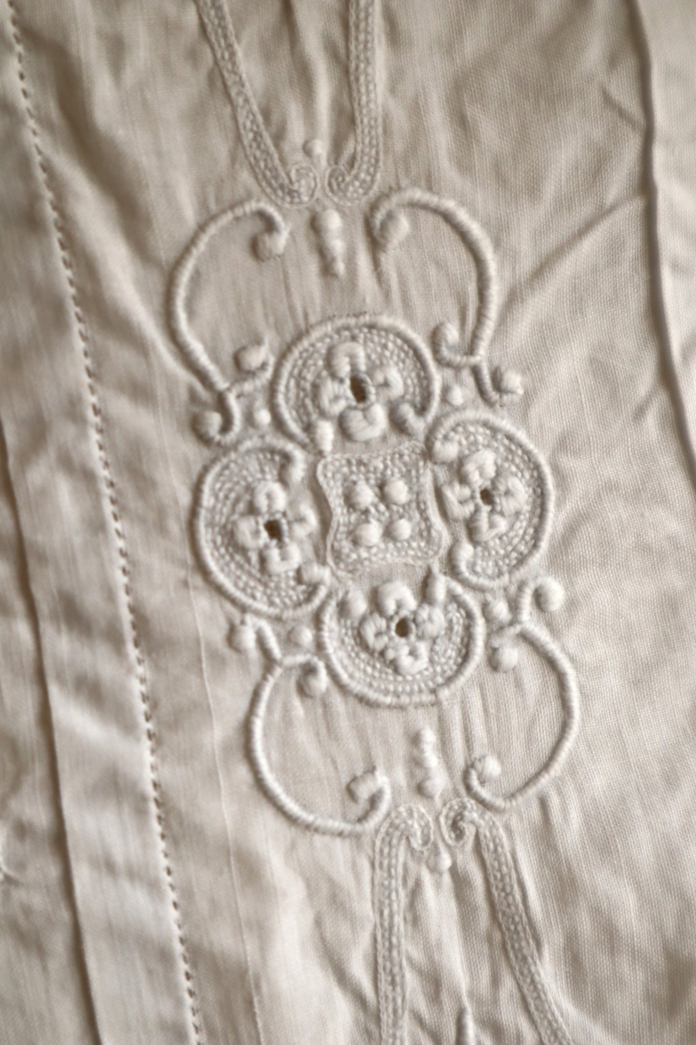 1900s Hand Embroidered Scalloped Lace Blouse with Monogram